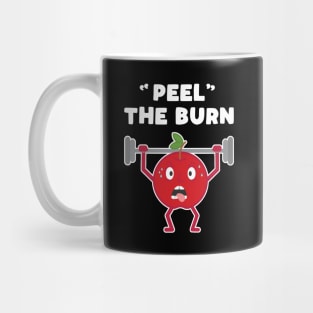 Funny Apple Peel the Burn Strength Training Weight Lifting Pun Mug